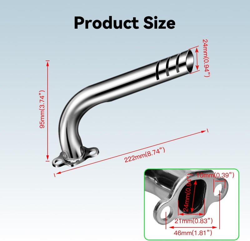 XIKOBY Upgrade Header Exhaust Pipe Kit for Predator 212cc 196cc Coleman Mini Bike CT200U BT200X B200R KT196 Go Kart 6.5HP GX160 GX200 Clone Engine Baja Warrior MB165 Massimo MB200 Performance Parts - Image 4